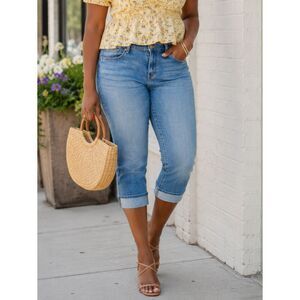 Levi's 515 Capri Jeans Womens 10 Mid Rise Stretch Denim Cuffed Hem